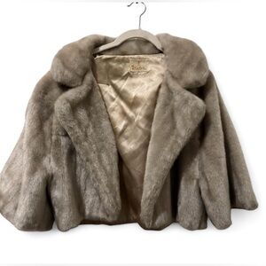 Vintage Beige Faux Fur Cropped Jacket